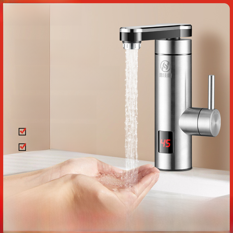 Cross-border electric faucet household digital display quick-heating faucet bathroom bathroom kitchen stainless steel faucet image