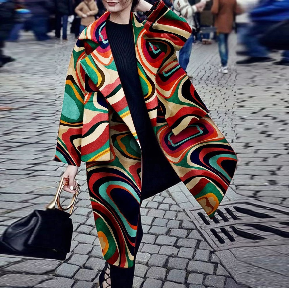 Casual Long Solid Warm Woolen Coat Image 4
