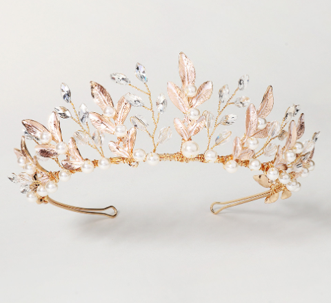 Vintage Bride Accessories Wheat Ear Crystal Crown Headpiece