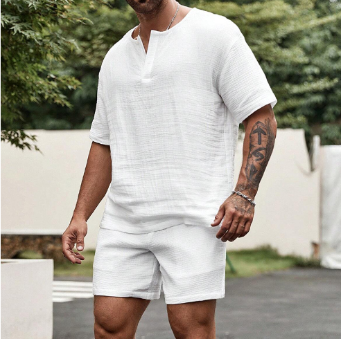 Breezy Cotton V-Neck Lounge Set Image 2