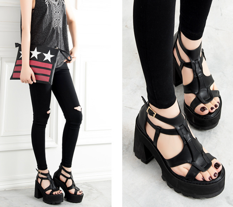 Peep-Toe Roman High Heels Bild 3