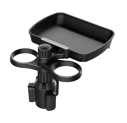 Dual Cup Holder Expander Adjustable for 360°Rotating Multifunctional Car Seat Cup Holder Snack Tray Drink Holder image