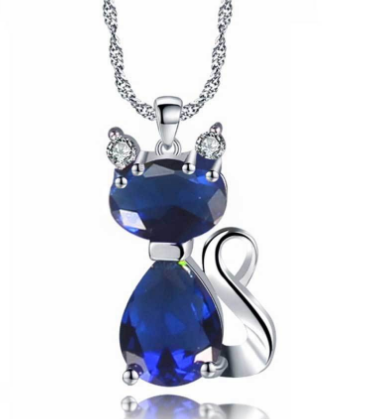 Cat Pendant Necklace Purple
