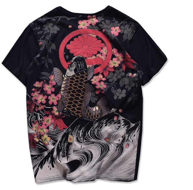 Embroidered Koi Fish T-Shirt Image 1