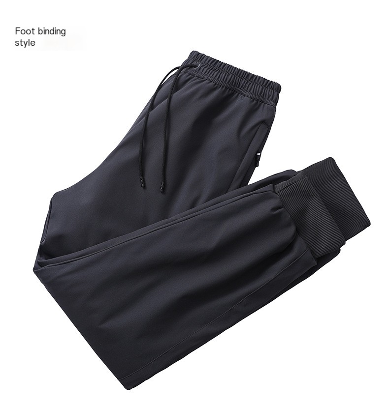New plus size cashmere pants men's winter warm casual thickened fleece-lined sports pants windproof middle-aged straight pants