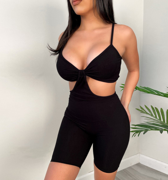 Hollow Out Spaghetti Strap Bodysuit Image 2