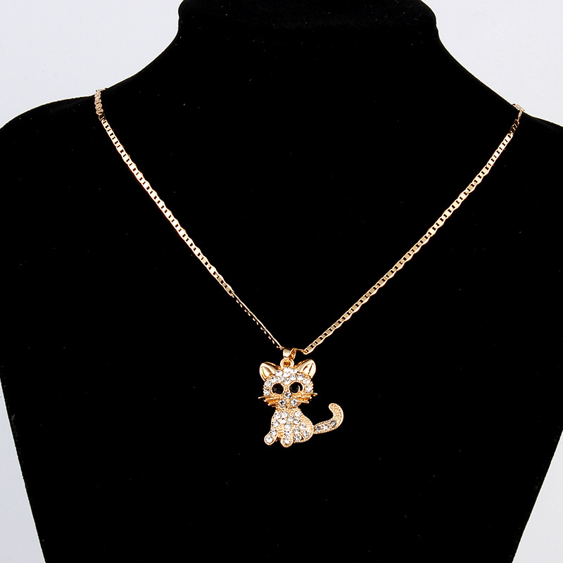 Fashion Water Rhinestone Cat Necklace - Image 1
