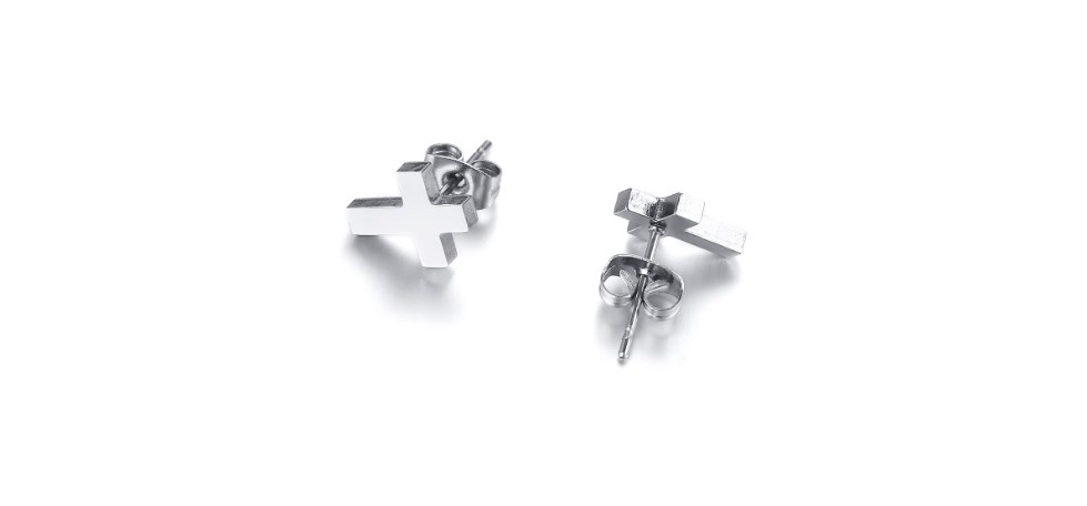 Cross Earrings Steel Color