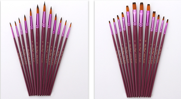 Purple Round Tip Oil Paint Brush Set