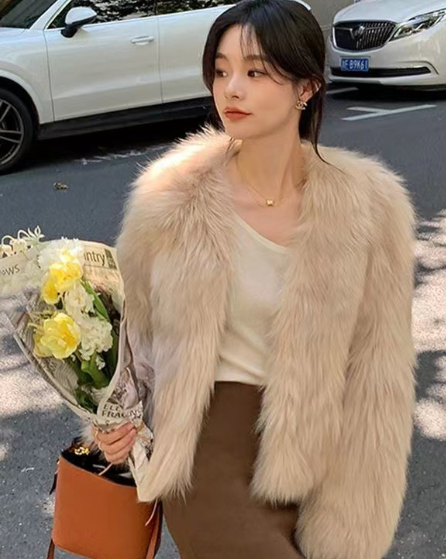 Imitation Fur Coat Side View