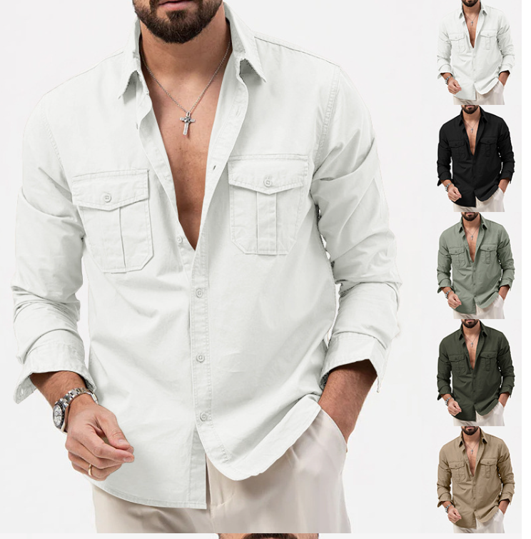 Slim Fit Multi-Pocket Workwear Shirt Image 2
