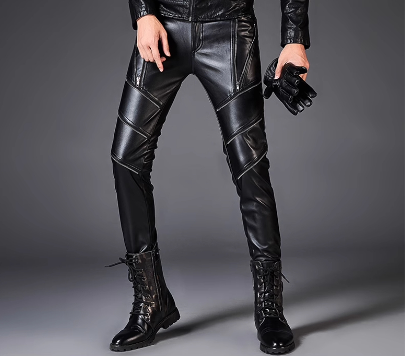 Stylish Zipper Leather Pants Image 2