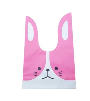 50pcs/lot Cute Rabbit Ear Bags Cookie Plastic Bags&Candy Gift Bags For Biscuits Snack Baking Package And Event Party Supplies image