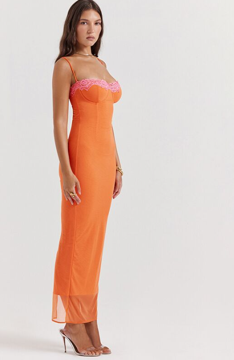 Flame Orange Dress on Model