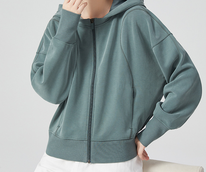Women's Cotton Windproof Top Hoodie Slim Cardigan Details