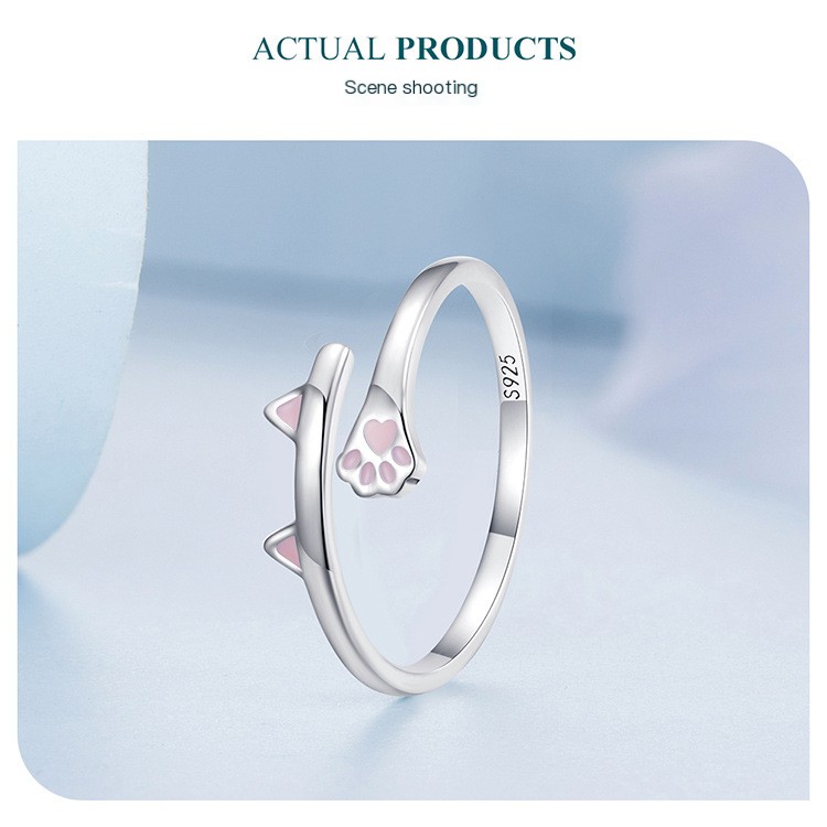 Silver Cat Paw Ring 5