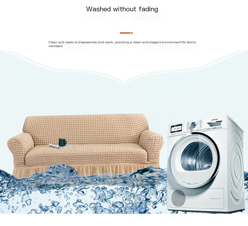 [HG48944-CRE-2-S] Funda de sofá con falda, cubierta 16556338 (Creamy White, 2-seater 120-170cm)