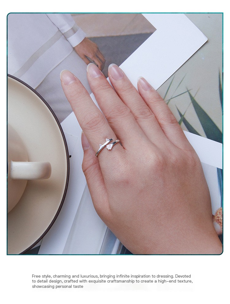 Silver Cat Paw Ring 1