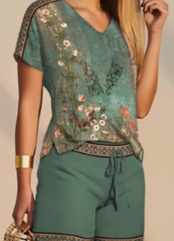 Casual Two-Piece Set in Green