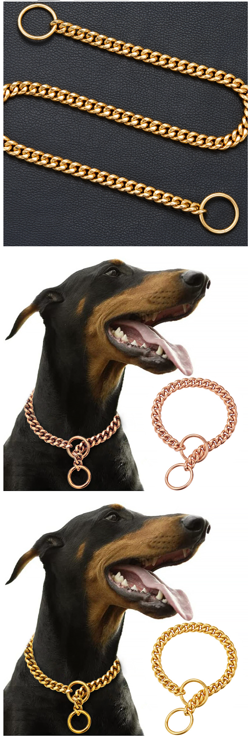 Gold Stainless Steel Dog Necklace 2