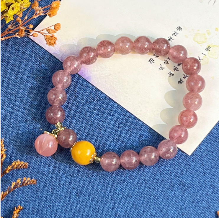 Quartz Jade Strawberry Crystal Bracelet 2