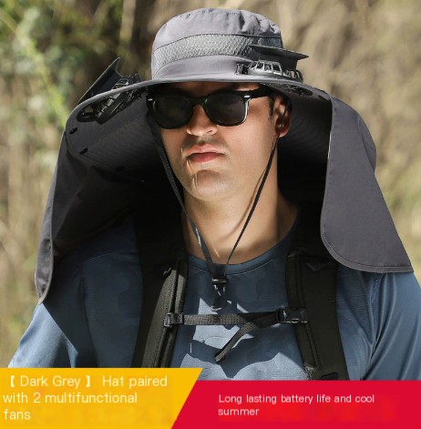 Dayan Sunscreen Sun Hat Outdoor Sunshade Big Shawl Neck Protection Hat Large Wind Power Rechargeable Solar Dual Fan Hat