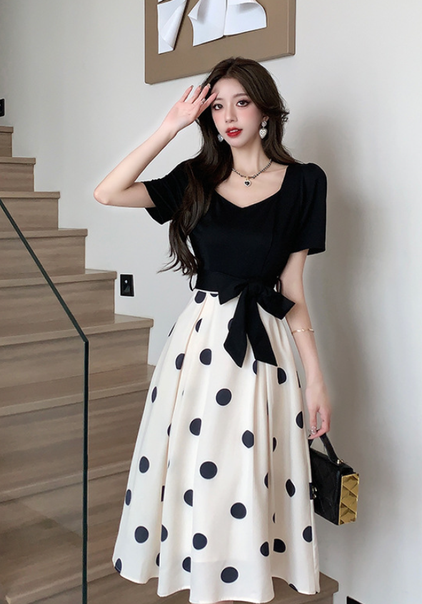 Polka Dot Spliced Chiffon Dress 3