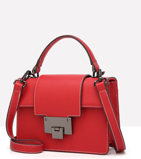 Genuine Leather Handbag - Open View