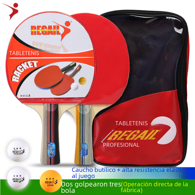 Factory direct REGAIL 8010 table tennis racket training two three ball straight racket table tennis racket set image