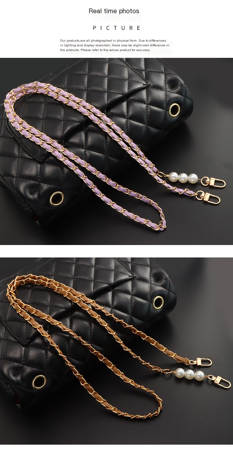 Finished Aluminum Chain Leather Pearl Bag with Mobile Phone Chain Bag Shoulder Strap Crossbody Pearl Chain Replacement Bag Chain