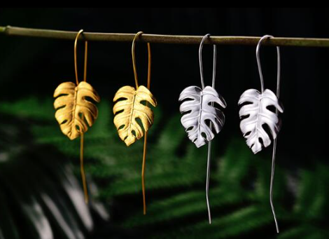 Turtle Leaf Earrings Silver