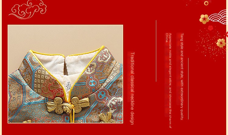 23 autumn new male baby one year old catch weekly birthday party 100 days dress Chinese Tang suit crown dress wholesale