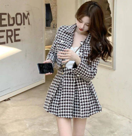 Houndstooth Suit Skirt - Image 2