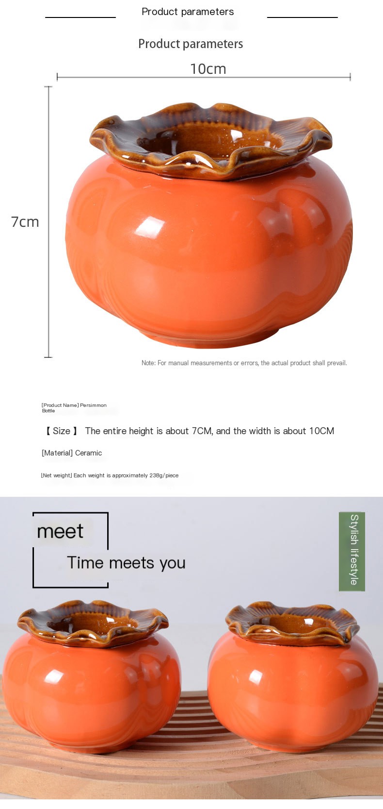 Ceramic Persimmon Flower Pot