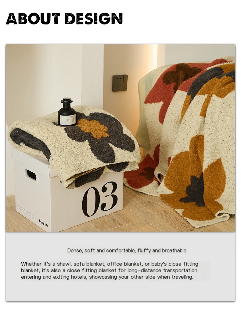 Nordic Flower Blanket - Orange