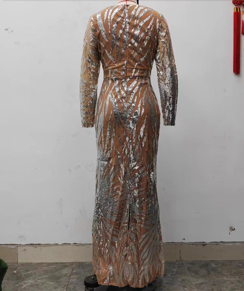 Sequin Long Sleeve Dress 4