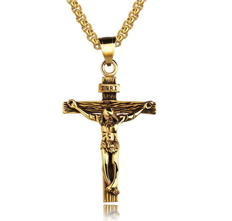 Gold Easter Jesus Cross Necklace