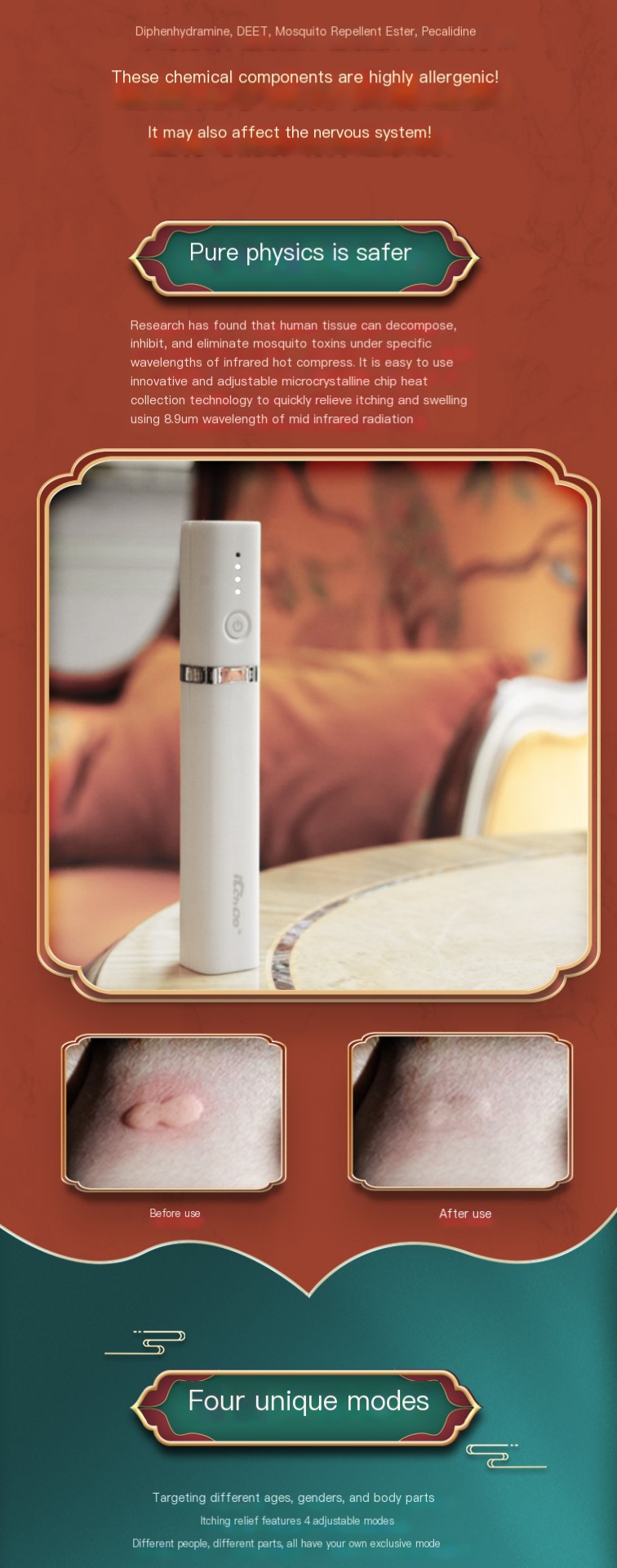 Anti-itch device in white