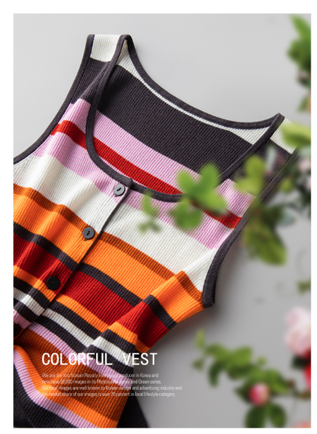 V-neck Knitted Tank Top - 8