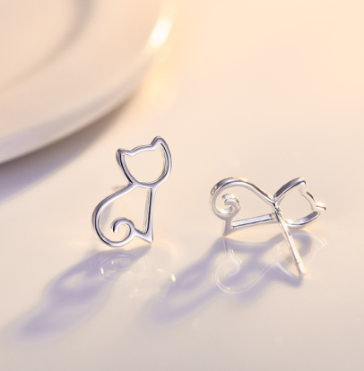 Cat Stud Earrings Image 2