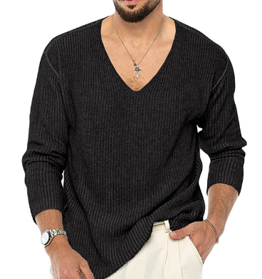 Long Sleeve V-neck Sweater Image 4