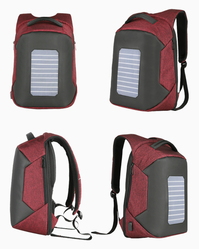 Solar USB Charging Backpack in Action