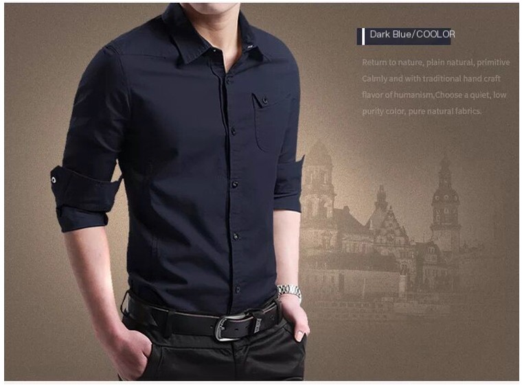 Men's Slim Fit Business Shirt Image 3