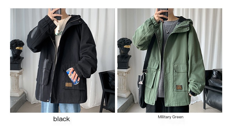 Men's Windproof Parkas in Army Green