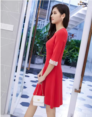 Knitted Dress Red L