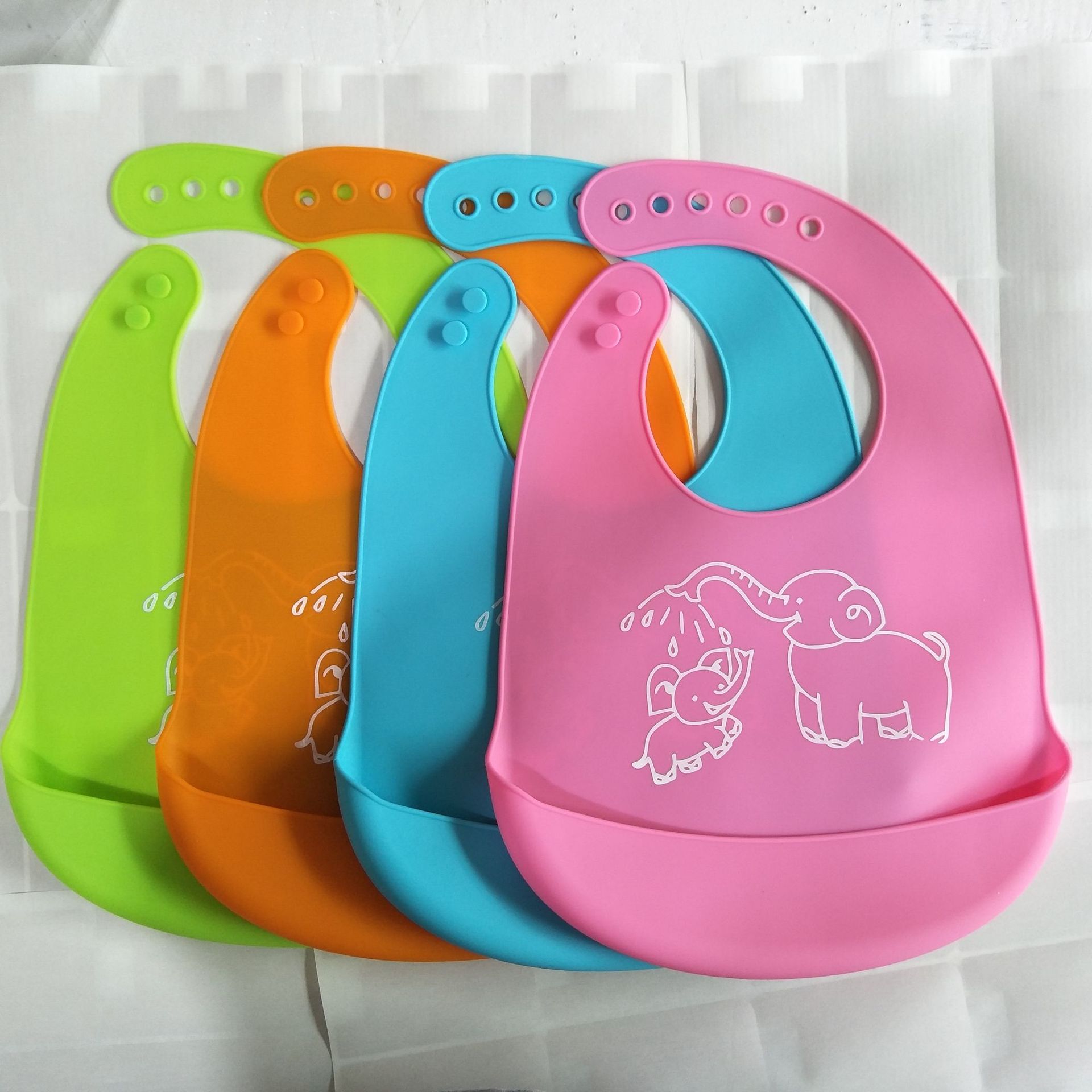 Waterproof Silicone Bib - Orange Elephant