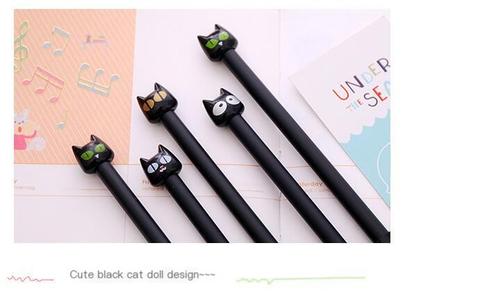 Cute Black Cat Gel Pen Design