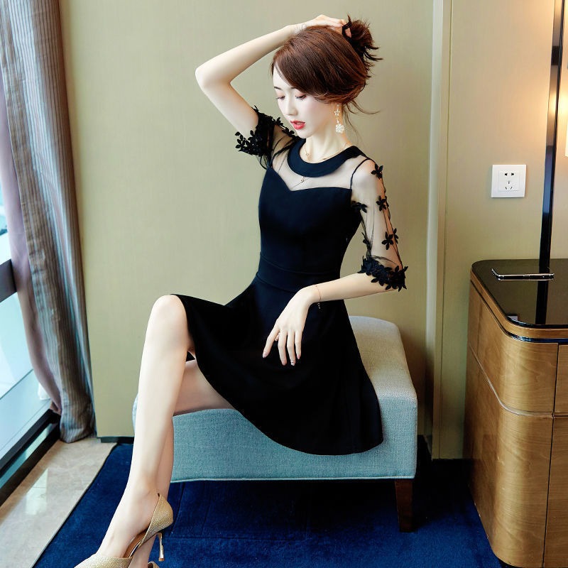 Black dress with hollow-out design