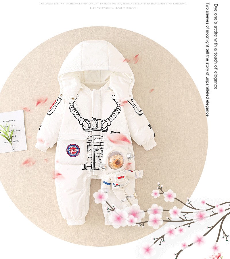 Internet Celebrity Baby Siaman Clothes Down Jacket Baby Thickened Bear Climbing Clothes Newborn Winter Clothes Going Out Hooded Clothes