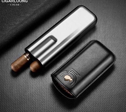 Hemingway Metal Cigar Case Black Cigar case is portable excellent for travel image